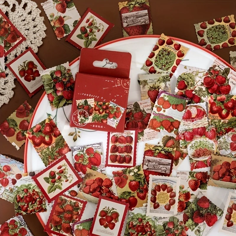 

46 Pcs/pack Strawberry Orchard Stamp Decorative Sticker Scrapbooking Diy Stick Label Diary Stationery Album Journal Stickers