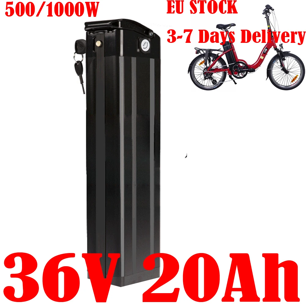 

1000W 36V 20AH Lithium Silver Fish Ebike Batterie Akku 10S 500W 36V 10AH 13AH 15AH 18AH Electric Bike 18650 Li-ion Battery Pack