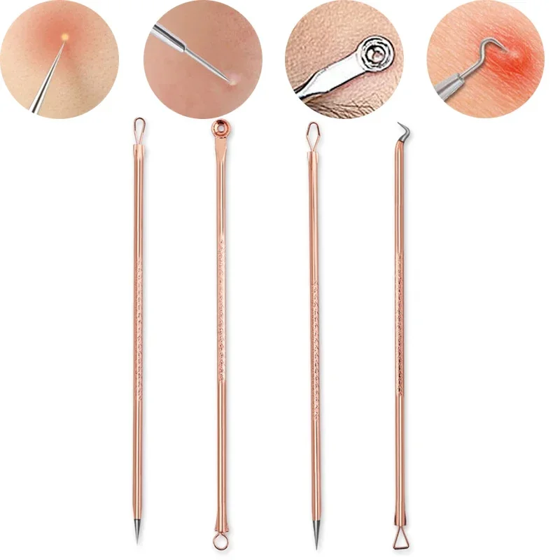 Acne Needles Set Stainless Steel Pimples Tweezers Clip Face Pore Cleaner Fat Particles Nose Blackhead Pimple Removal Tools 1 Box