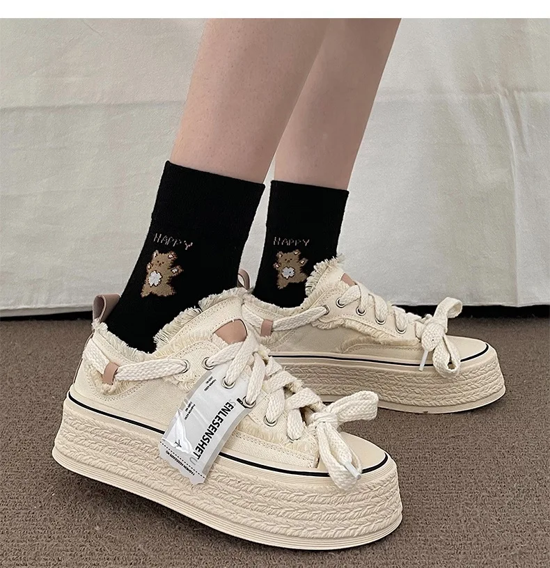 2024 new women casual canvas platform shoes girls spring new flashion vulcanize pink floral espadrilles tennis female sneakers