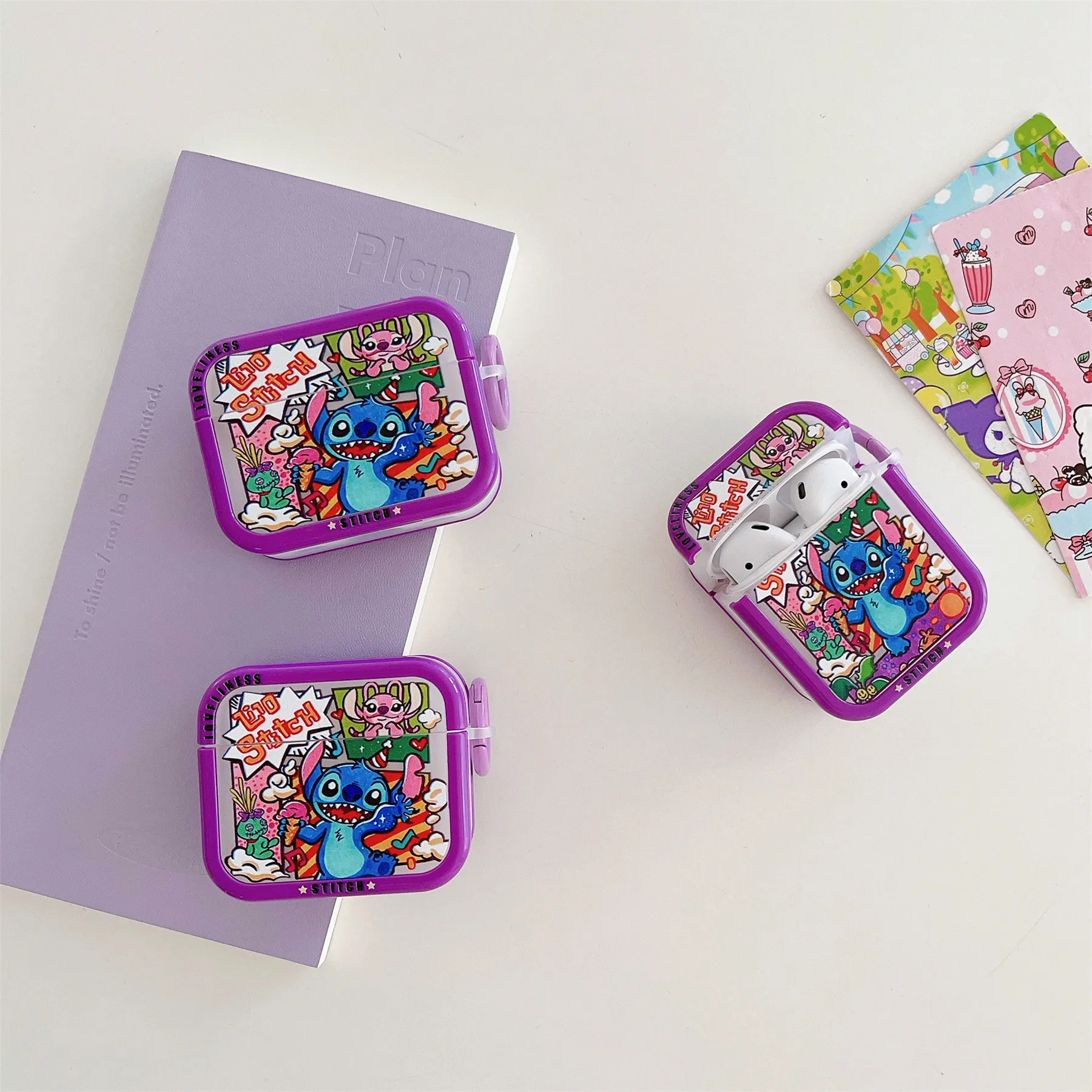 

Cartoon Disney Stitch Earphone Cases for Apple Airpods 1 2 3rd Pro2 Silicone Wireless Bluetooth Headset 2 IN 1 Protective Cover