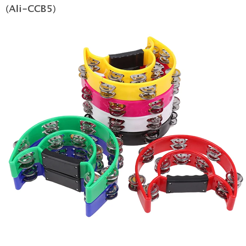 Plastic Double Row Tambourine KTV Special Hand Bells Jingle Rings Musical Instruments
