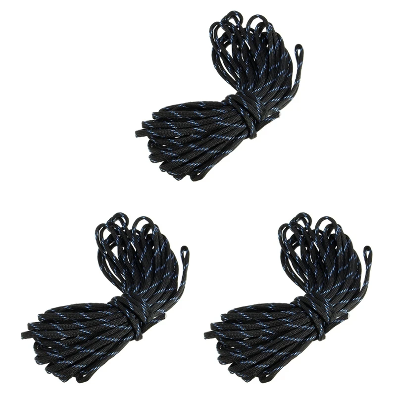 

3X 7 Rope Paracord Parachute Rope Resistant Camping Survival Color: Black Camo Length: 15M