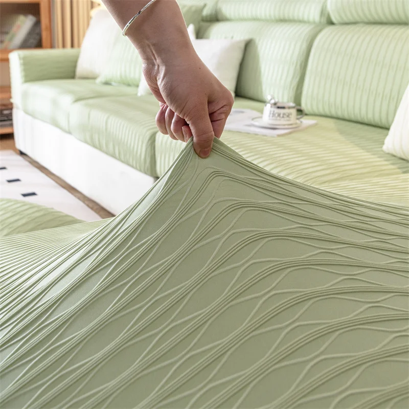 Summer Ice Silk Sofa Cover, Simple Pure Color Sofa Cover, Soft, Comfortable, Cool and Non-Stick Sofa Cover, All-Inclusive Elastic Cover 3