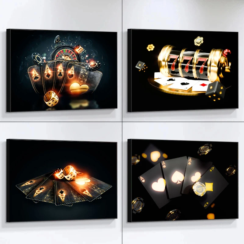 Винтажный постер для покерных карт казино и печать на холсте Абстрактная Настенная картина для гостиной домашний декор Caudros