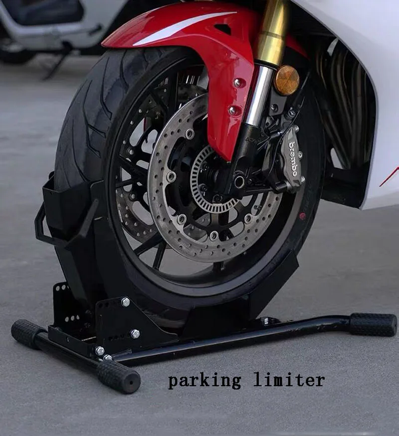 Motorcycle/Locomotive Front Wheel Parking Rack Heavy Machinery Parking Device  Universal heavy motorcycle rear wheel mobile rack big row motorcycle display cart rotary mobile cart universal hydraulic lifter