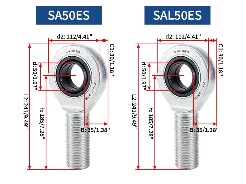 1PC 2PCS 4PCS Stangenende Gelenklager SA6E SA8E SA10E SA12E SA15E SAL17E SAL20E SAL25E SAL30E SAL35E SAL70E SAL80E – Detail 16