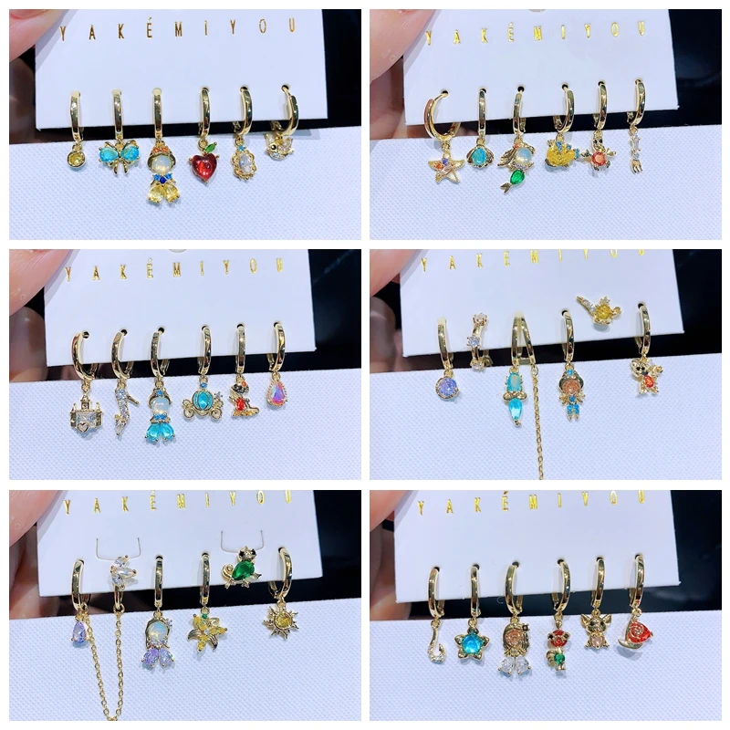 MIGGA Dangle Earrings Set Multicolor Cubic Zircon Fairy Tale Design Women Girls Party Gift Jewelry
