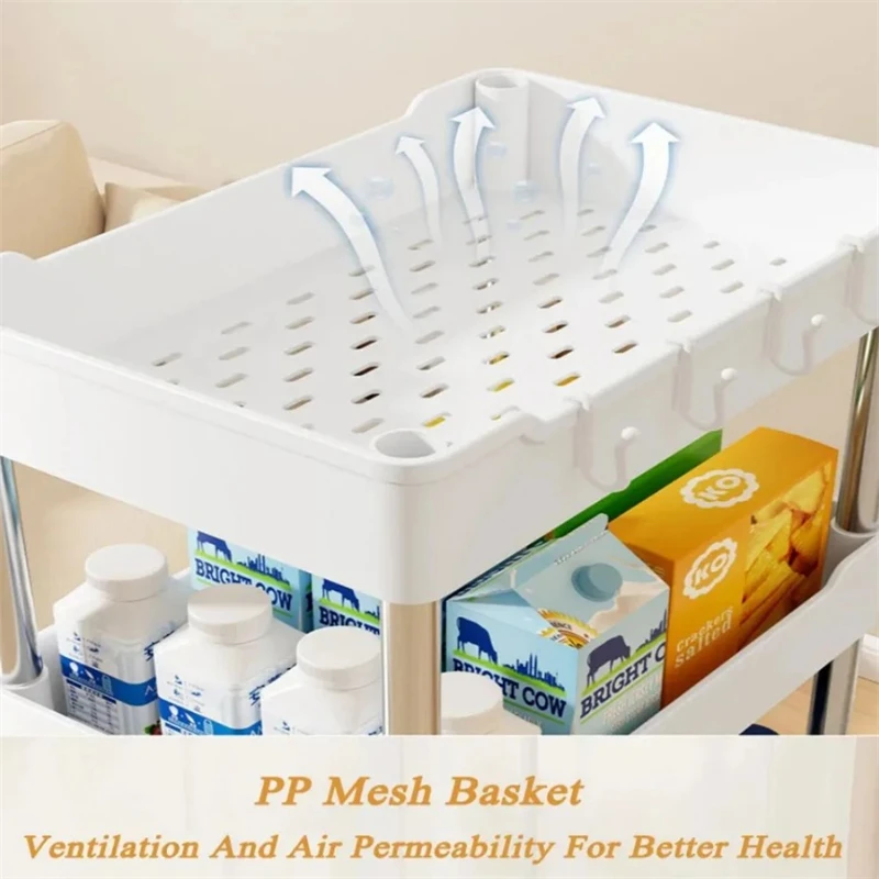 3/4 Tier Rolling Storage Cart Mobile Gap Storage Rack Multi-purpose Utility Cart Kitchen Organizer Shelf Bathroom Storage Rack 3