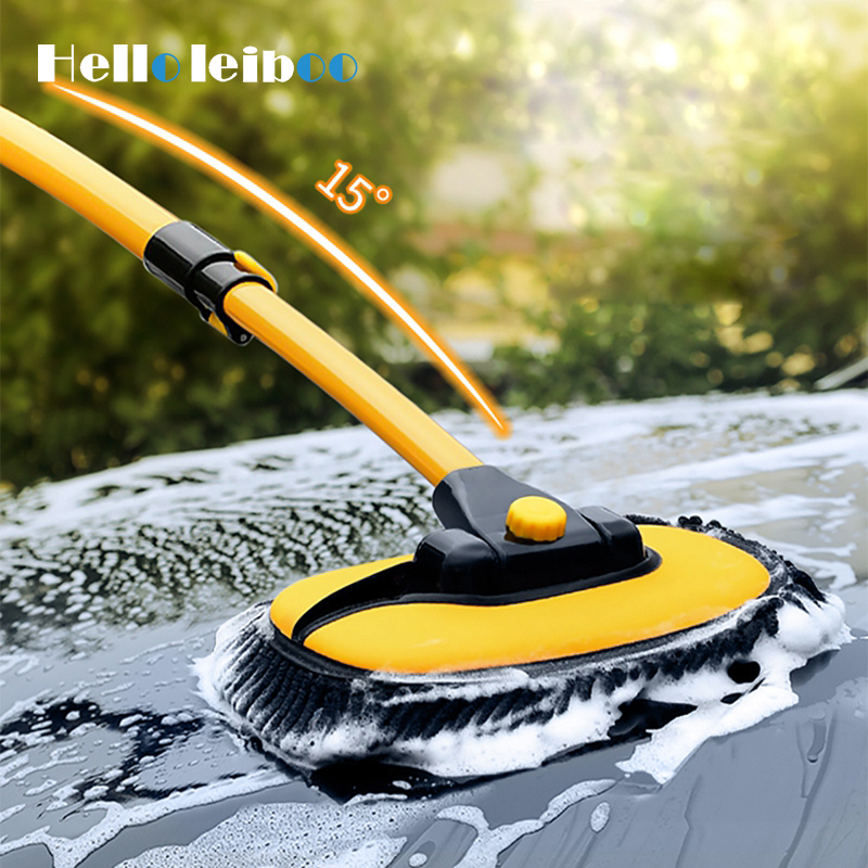 LEIBOO Car Wash Mop Cleaning Brush Telescoping Long Handle Cleaning Mop Retractable Bent Bar Car Wash Brush Car Cleaning Tools