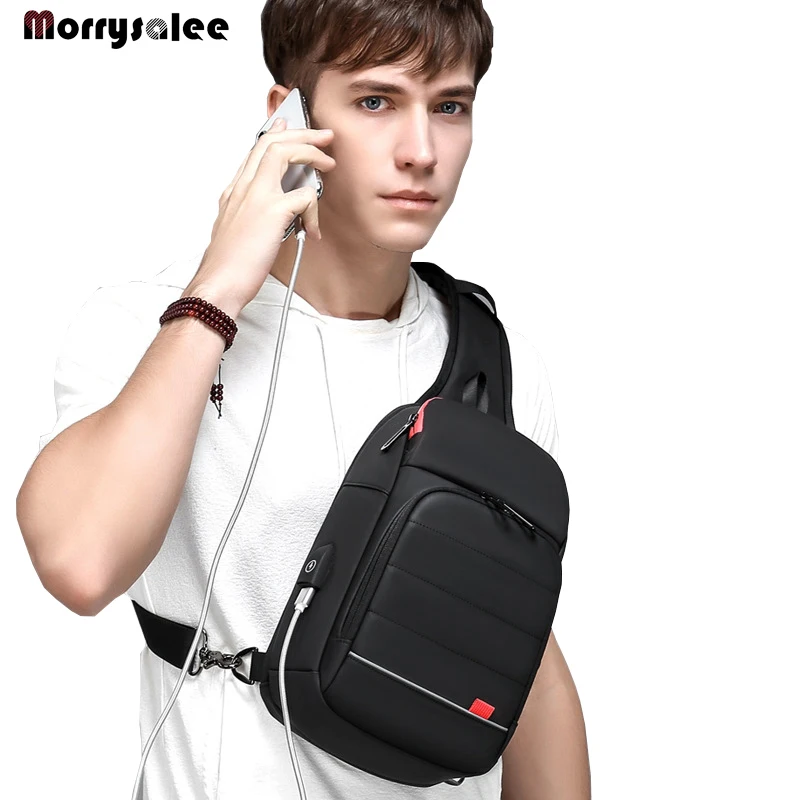 New Crossbody Bags for Men USB Charging Messenger Bag Waterproof Men's Bag Chest Single Shoulder Strap High Quality