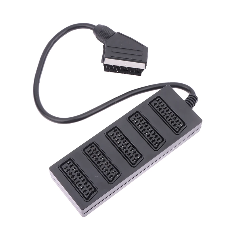 21 Pin Scart 5 Way Splitter 21p Scart Male To 5 Female Adapter Connector Road One Divide Into Five Cable Line audio splitter cable
