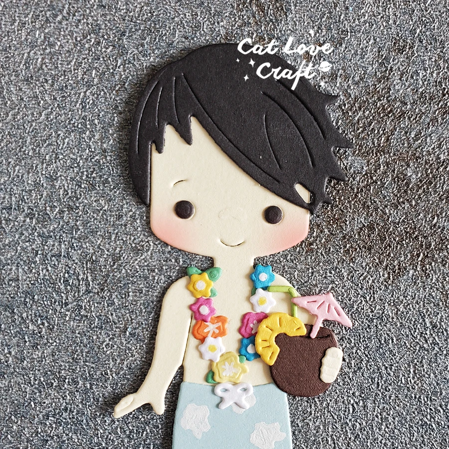 Catlove Sommer Hula Junge Mädchen Metall Schneiden Stirbt Scrapbooking Schablone Sterben Schnitte Karte, Die DIY Handwerk Prägung New Stirbt Für 2022 – Detail 7