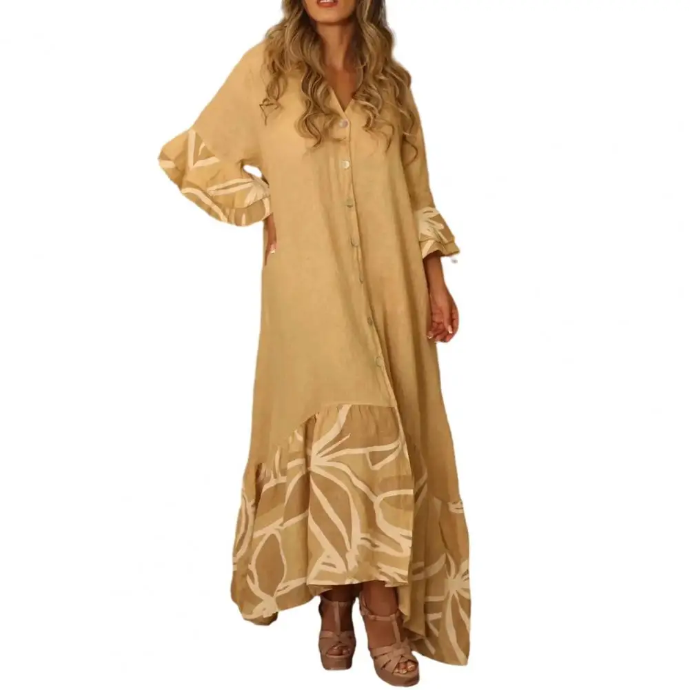 

Женское банкетное платье-макси с оборками на подоле