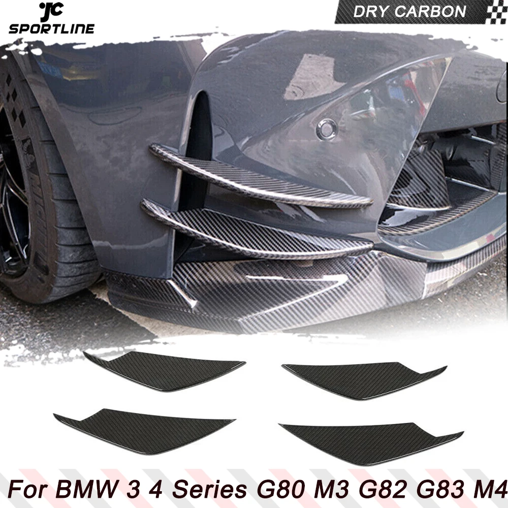 

Передний бампер, удлинители, вентиляционные отверстия для автомобильного бампера, отделка для BMW 3 4 серии G80 M3 G82 G83 M4 2021 2022, настоящее углеродное волокно