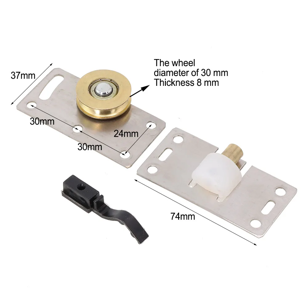 1set Stainless Steel Pulley Heavy Duty Sliding Door Wheels Pulleys Rollers Runners For Cupboard Cabinet Funiture Accessories