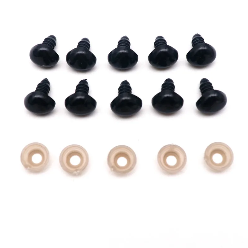 Black Plastic Safety Noses Oval for Amigurumi Doll Teddy Bear Animal Stuffed Toy Puppet Crafts DIY Making with Plastic Washers