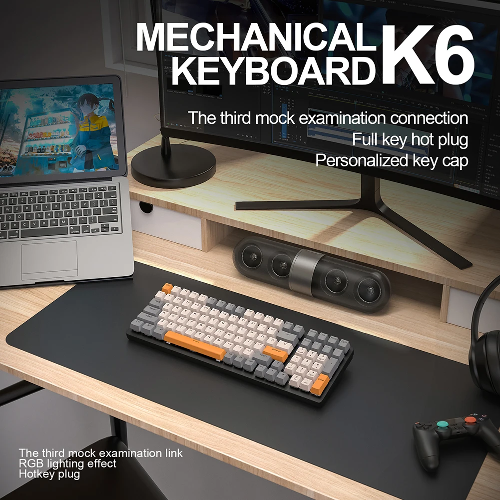 Ziyoulang k6-メカニカルゲーミングキーボード,フルキーホット Ziyoulang k6-メカニカルゲーミングキーボード,フルキーホット