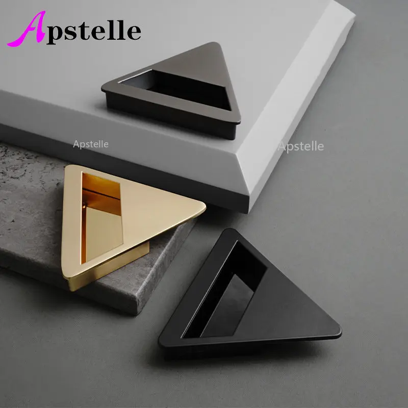 

APSTELLE Modern Triangle Slotted Concealed Handle Zinc Alloy Tatami Buckle Nordic Cabinet Door Handles Wardrobe Embedded Pulls
