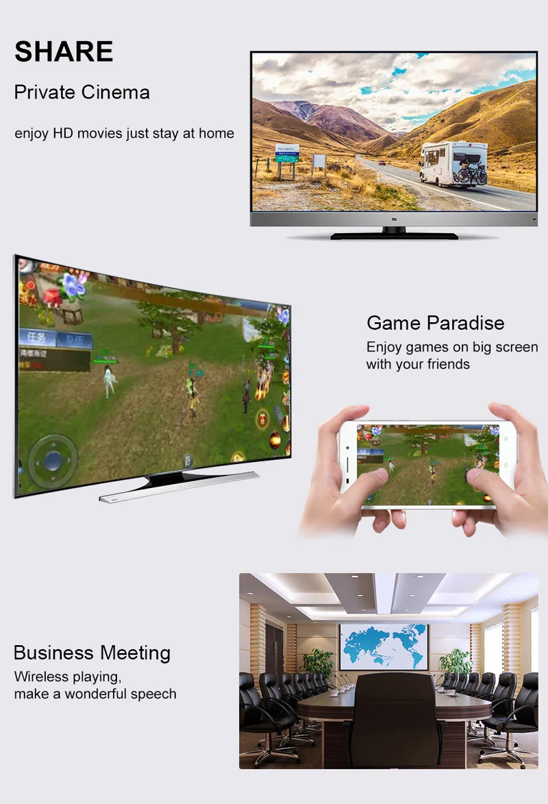 Adaptateur Miroir D'écran Sans Fil - Streaming HD Téléphone Vers TV - Pour Maison, Voyage, Présentation