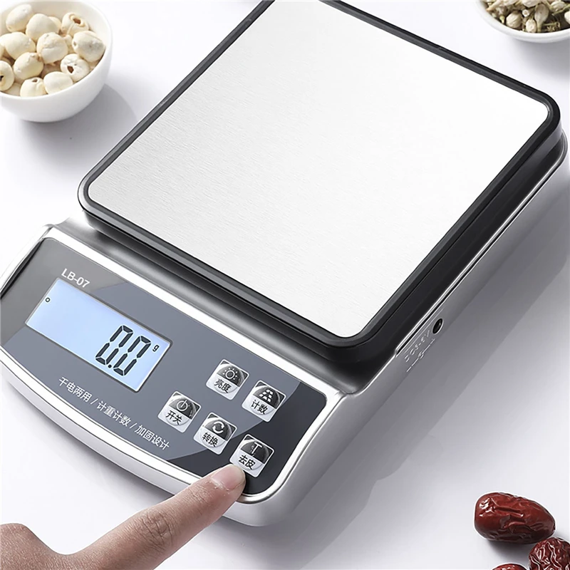

3Kg/5Kg/10Kg/15Kg Rechargeable Stainless Steel Electronic Scales Kitchen Scales Home Jewelry Food Snacks Weighing Baking Tools