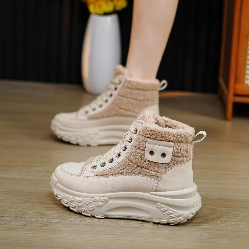 

Winter Warm Women Ankle Boots New Casual Sports Skateboard Shoes Female Platform Plus Plush Snow Boot Footwear Botas De Mujer