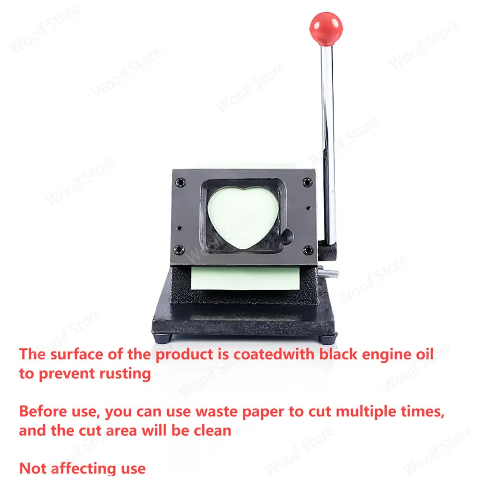 57x54mm Peach Heart Emblem Machine Badge Machine Paper Cutting Knife Badge Set 100Pcs Tinplate Emblem Consumables