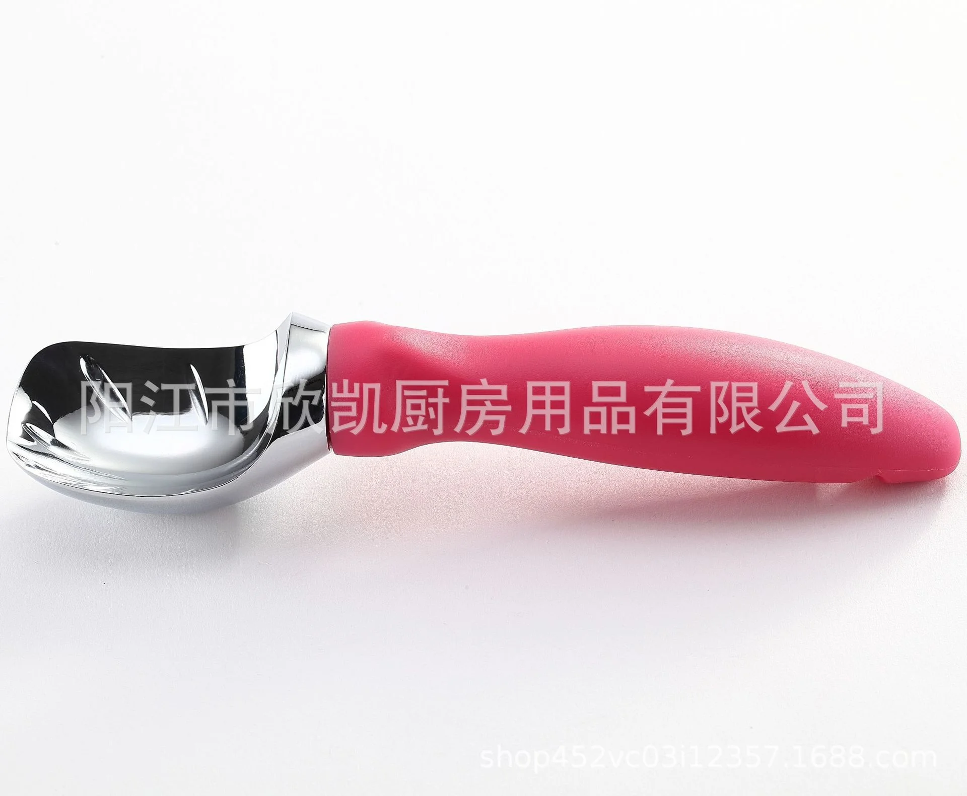 Pink plastic PP handle zinc alloy electroplating high-quality ice cream spoon