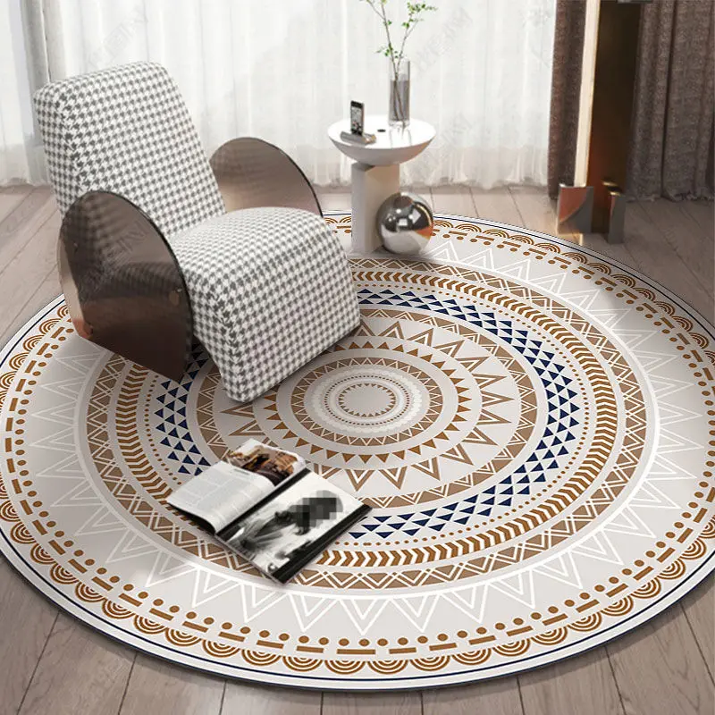

Bohemian Round Carpets for Living Room Decoration Large Area Rugs for Bedroom Lounge Computer Chair Entrance Door Mat Washable