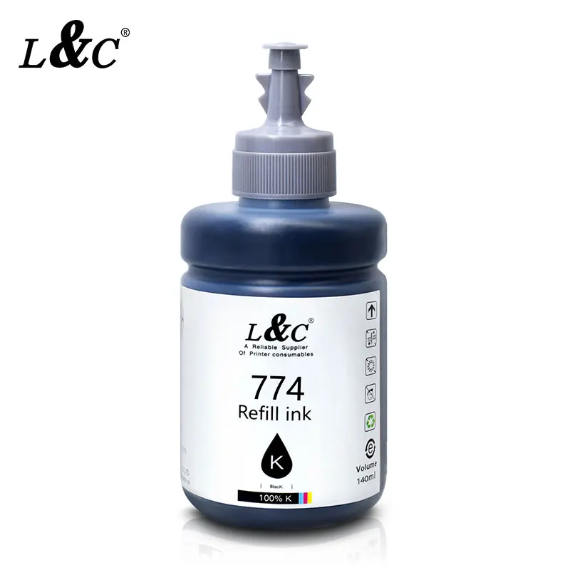 Refill Pigment Ink 774 For Epson Printer ET3600 ET-4550 ET-16500 ET-2500 ET-2600 ET-2550 L605 L606 L655 L656 L1455 L7160 140ML