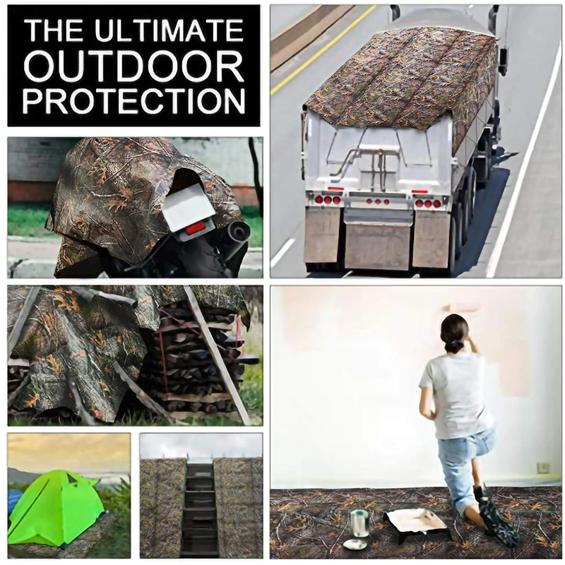 Heavy Duty Waterproof Tarp 6' X 8' Camo Multi Purpose Poly Shade Cover 8 10mil Tourist Sun Sail Awning Shelter Outdoor Tarpaulin