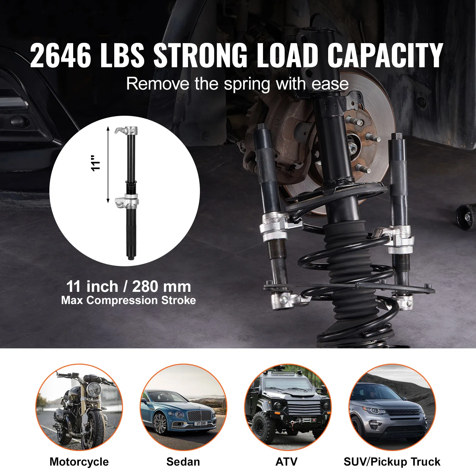 SucceBuy Coil Spring Compressor Tool 2 pcs Heavy Duty Strut Spring Compressor Set 2646 lbs Strut Spring Compressor for Truck ATV