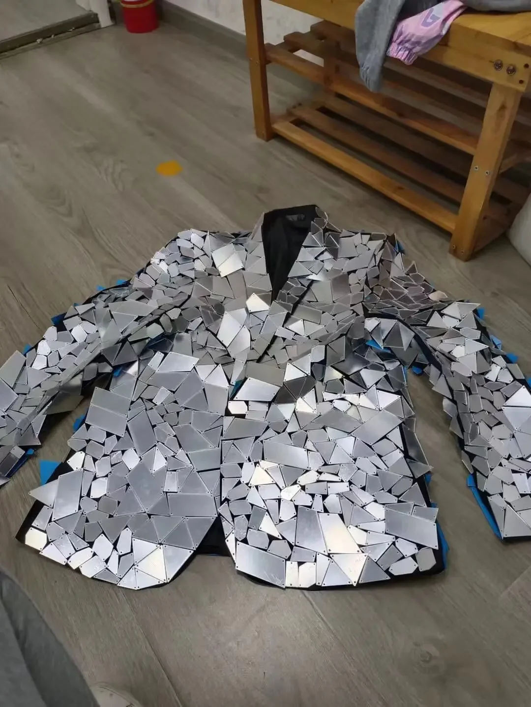 Celebrate Silver Mirror Jacket Glass Man Performance Costume Shiny Mirror Diamond Suit Coat Star Blazers