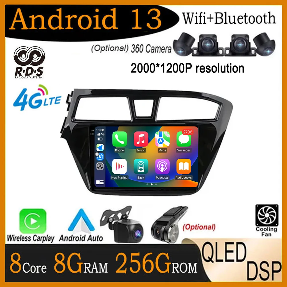 

9 lnch IPS DSP For Hyundai i20 2 II GB 2014-2017 Android 13 Car Radio Video Player Multimedia GPS Navigation Stereo Auto 4G Let