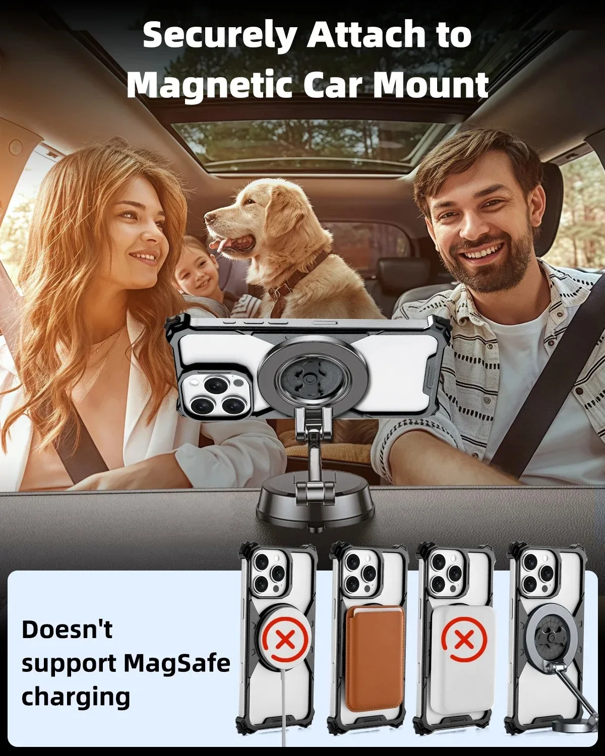 Eary for iPhone 16 Pro Max Bat Frameless Phone Case With Magnetic 360° Rotatable Kickstand Metal Shockproof Bumper Slim Covers