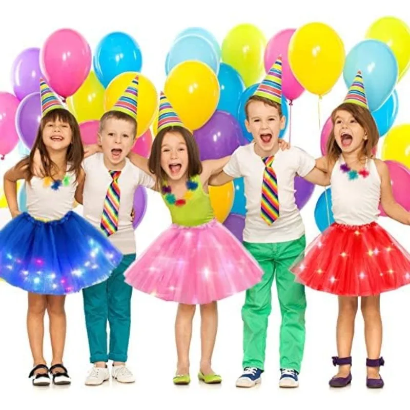 LED Glowing Light Kids Girls Princess Tutu Skirts Children Cloth Wedding Party Dancing Miniskirt Costume Cosplay Led Clothing