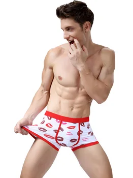 Pantaloncini Boxer da uomo mutande di cotone comode Plus Size intimo moda divertente Sexy Kiss Lips Boxer sport 1