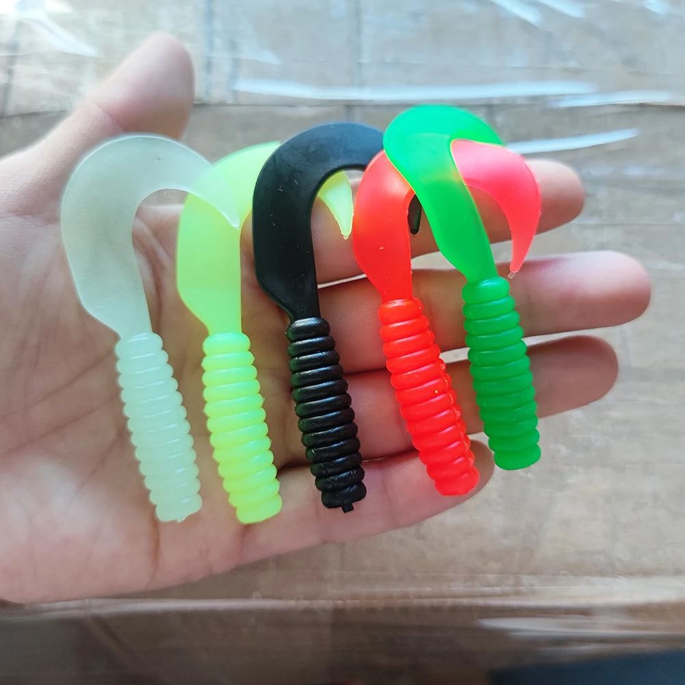 15/100/500pcs Soft Lure Grubs Luminous Paddle Tail Wobblers Silicone Worm Glow Jigging Lure Carp Fishing Shad Artificial Bait 3