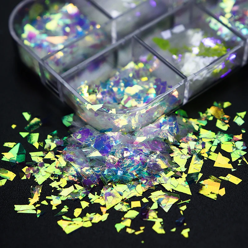 1 Box 6 Colors Holographic Letter Chunky Glitter Flakes, Confetti Sparkles  Accessories Epoxy For Resin Filler Nail Art Phone Case Decoration Creative