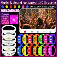 20-200Pcs Music And Sound Activated LED Bracelets Light Up Bracelets Light Up in the Dark For Guests Wedding Party Accessories