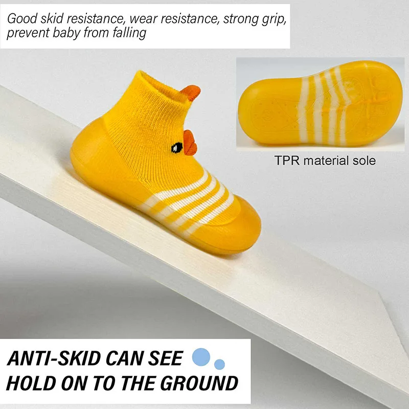Baby Walking Socks Shoes Toddler Soft Rubber Sole Non-Skid Indoor Floor Slipper Infant Boys Girls First Walking Trainers Shoe 4