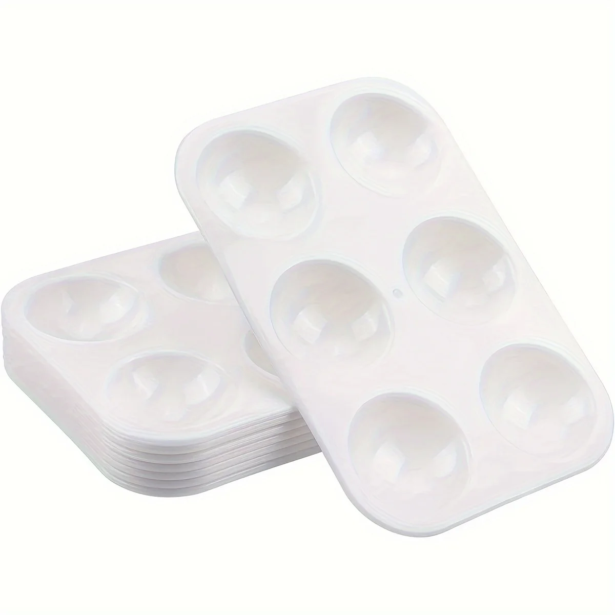 2/8/12/20/50/100 Pcs White Plastic Paint Palette 6 Well Watercolor Palette Rectangular Paint Tray Paint Mixing Palette 3