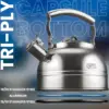 Food Grade Stainless Steel Teapot for Stove Top with Ergonomic Handle for Gas, Induction 4