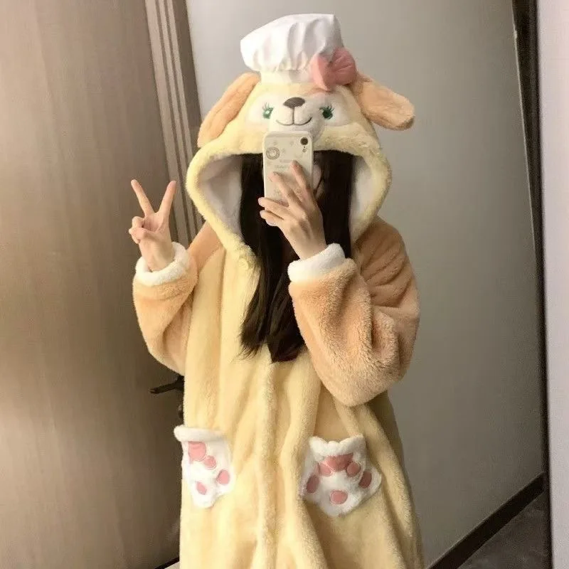 MINISO Chef Dog Robes Cosplay Costumes Halloween Butter Cake Onesies Anime Adult Nightgown Xmas Carnival Funny Pajamas Kigurumi