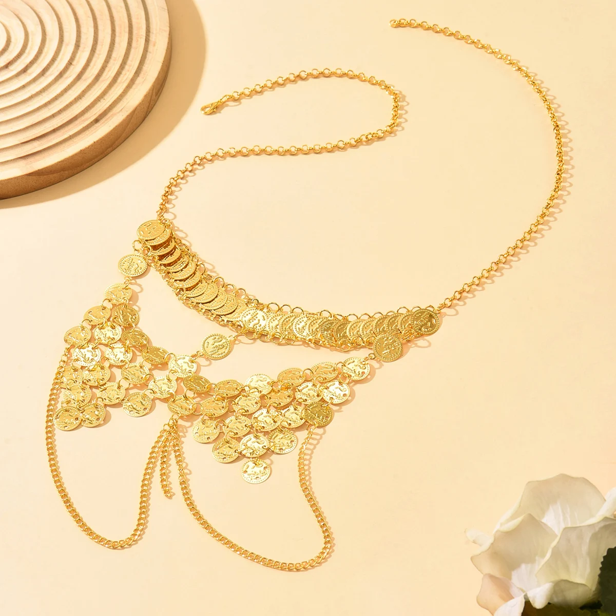 قلادة عملات تراثية بطبقتين – ستايل شرقي أنيق