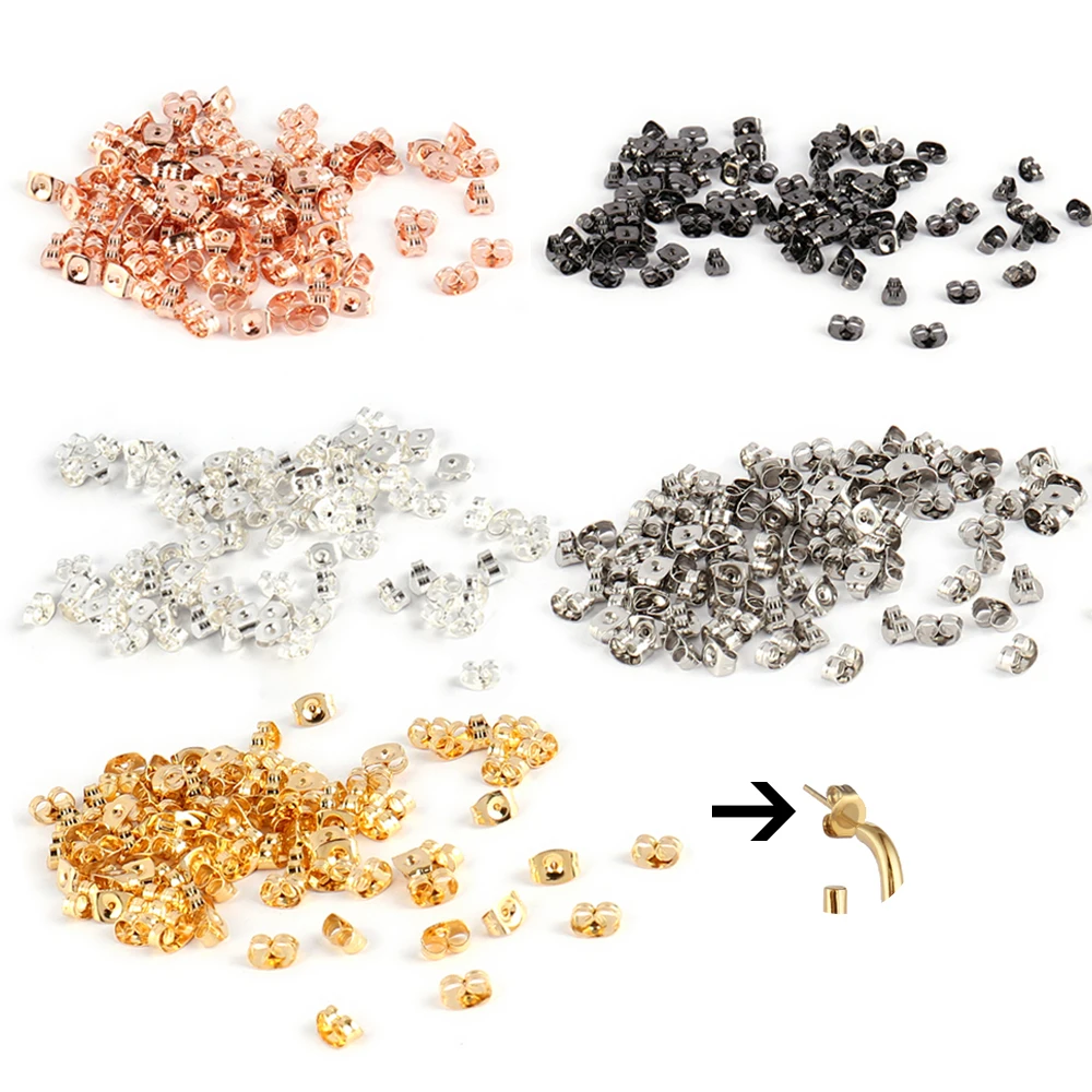 100 teile/los Ohrring Muttern Edelstahl Ohrring Zurück Stecker Ohrring Einstellungen Basis Stud Zurück Stopper Liefert für Schmuck Machen