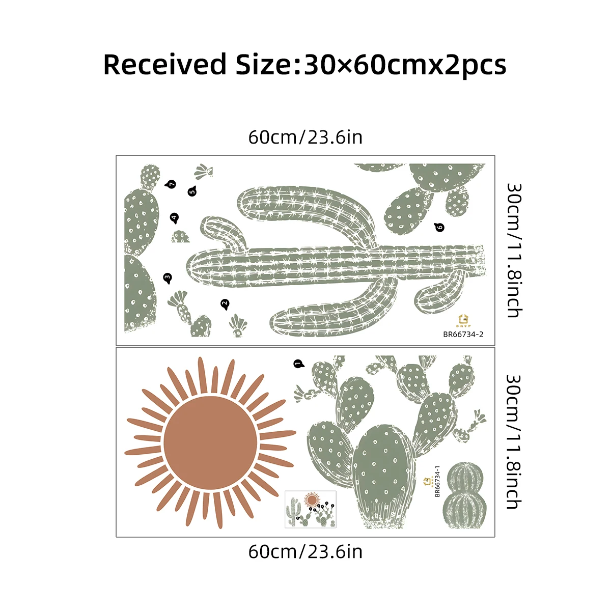 Cartoon Cute Cactus Boho Wall Art Wall Stickers Removable for Bedroom Living Room Nursery Decoration Decals