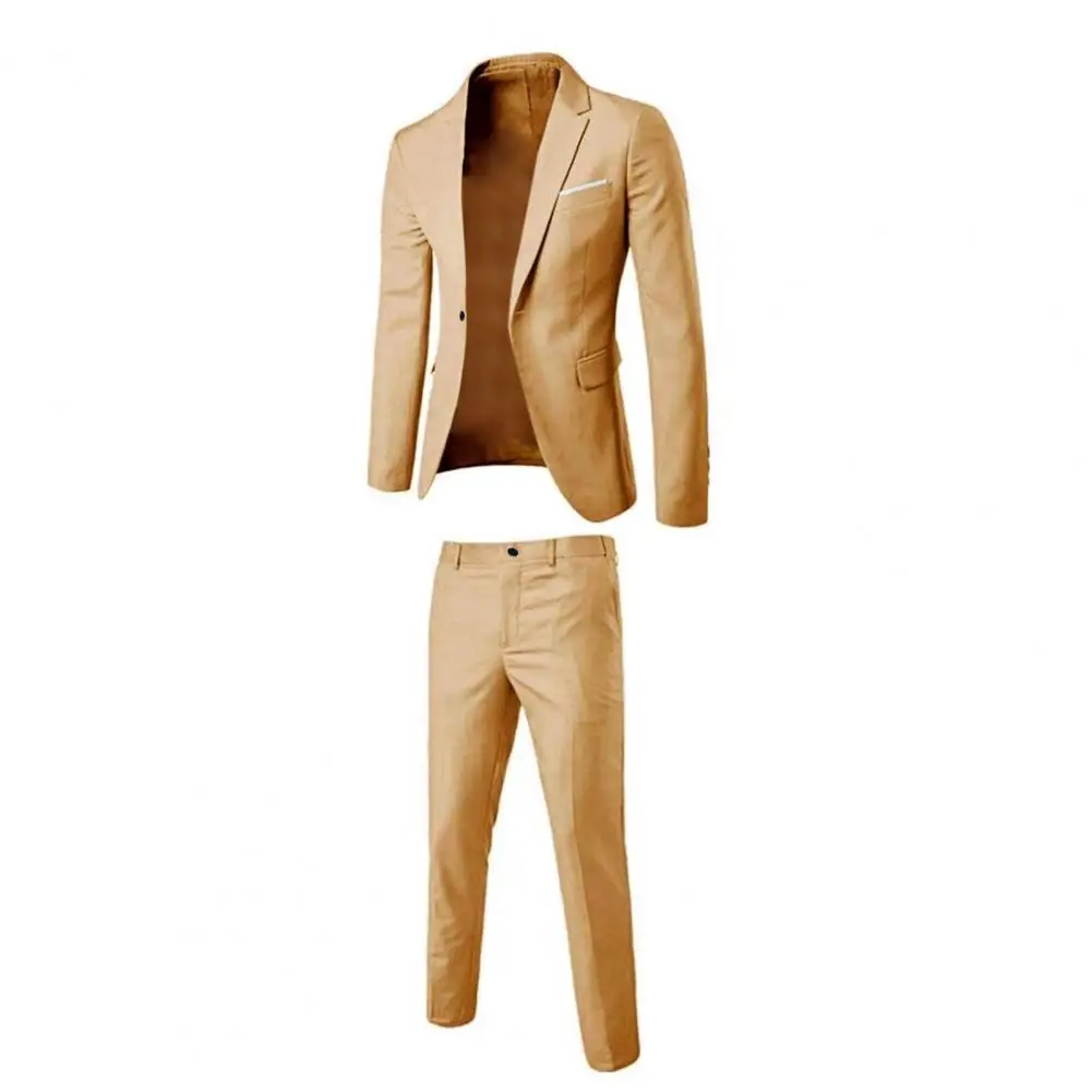 Blazer Pants Men Suit Korean Style Slim Fit Buttons Formal Suit Temperament Single-breasted Spring Business Blazer + Pants formal suit