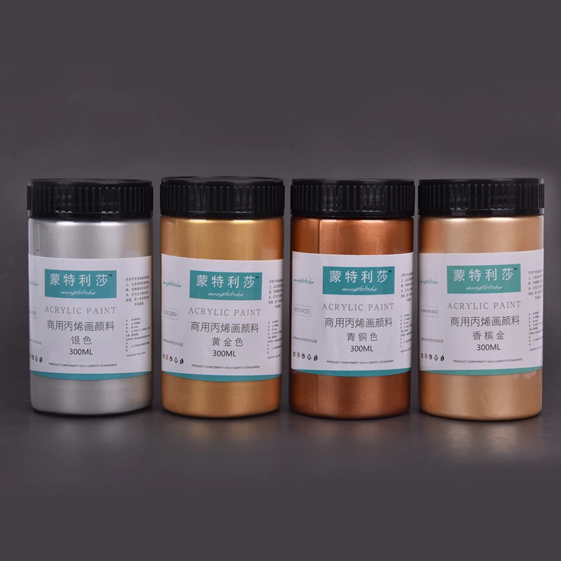 300ml Gold Paint Metallic Acrylic Paint Waterproof For Statuary Coloring DIY