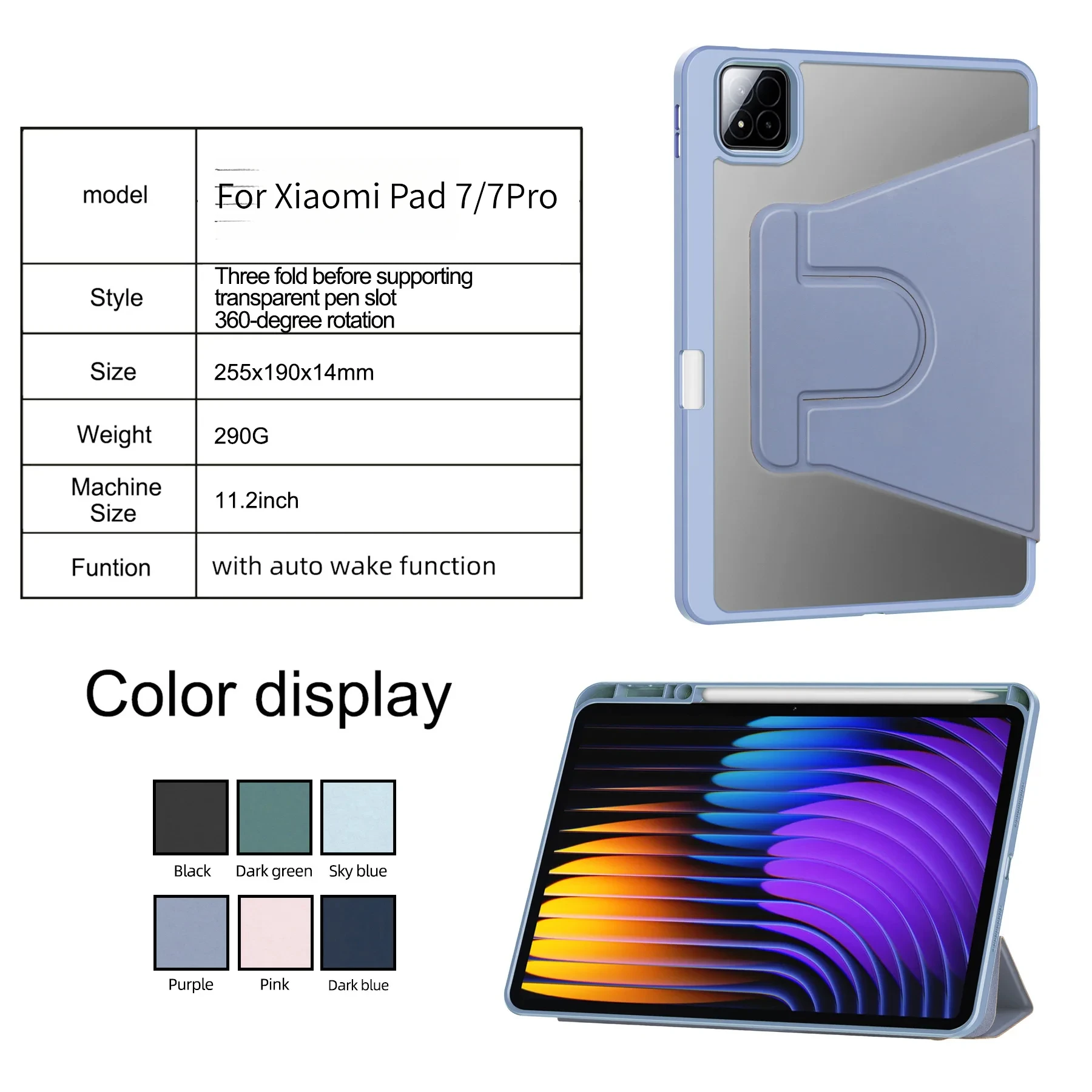 Für Xiaomi Pad 7 Pro Tablet Drehbarer Acryl-Stifthalter 11,2 Zoll Schutzhülle – Detail 1